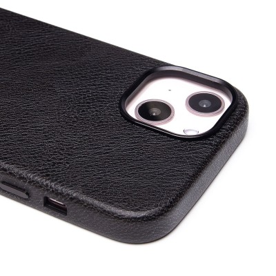 Чехол-накладка для Apple iPhone 14 Натуральная кожа (черный) Cellis SM031 SafeMag