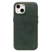 Чехол-накладка для Apple iPhone 14 Натуральная кожа (темно-зеленый) Cellis SM031 SafeMag