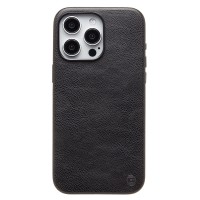 Чехол-накладка для Apple iPhone 15 Pro Max Натуральная кожа (черный) Cellis SM031 SafeMag