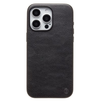 Чехол-накладка для Apple iPhone 15 Pro Max Натуральная кожа (черный) Cellis SM031 SafeMag