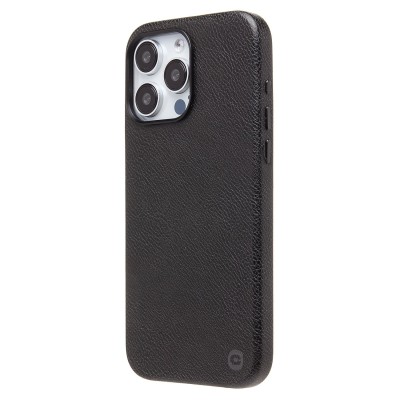 Чехол-накладка для Apple iPhone 15 Pro Max Натуральная кожа (черный) Cellis SM031 SafeMag