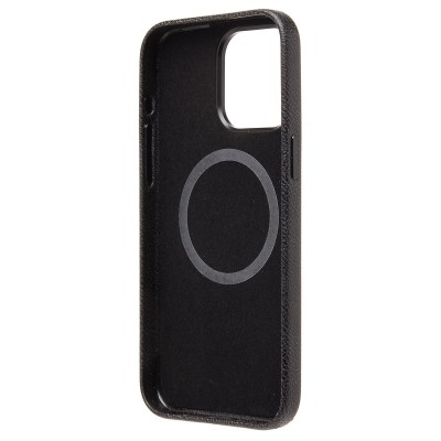 Чехол-накладка для Apple iPhone 15 Pro Max Натуральная кожа (черный) Cellis SM031 SafeMag