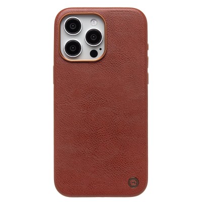 Чехол-накладка для Apple iPhone 15 Pro Max Натуральная кожа (коричневый) Cellis SM031 SafeMag