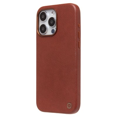 Чехол-накладка для Apple iPhone 15 Pro Max Натуральная кожа (коричневый) Cellis SM031 SafeMag