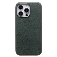 Чехол-накладка для Apple iPhone 15 Pro Max Натуральная кожа (темно-зеленый) Cellis SM031 SafeMag
