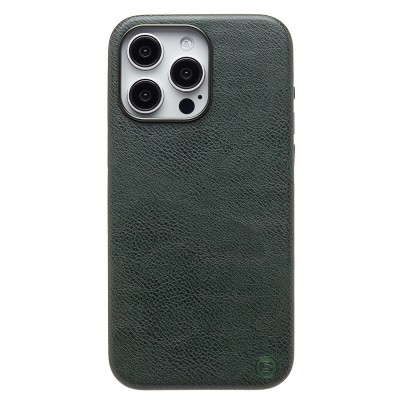 Чехол-накладка для Apple iPhone 15 Pro Max Натуральная кожа (темно-зеленый) Cellis SM031 SafeMag