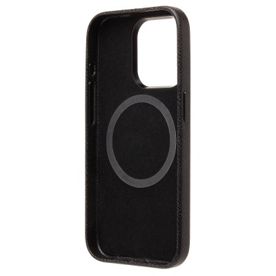 Чехол-накладка для Apple iPhone 15 Pro Натуральная кожа (черный) Cellis SM031 SafeMag