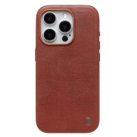 Чехол-накладка для Apple iPhone 15 Pro Натуральная кожа (коричневый) Cellis SM031 SafeMag