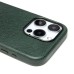 Чехол-накладка для Apple iPhone 15 Pro Натуральная кожа (темно-зеленый) Cellis SM031 SafeMag