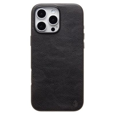 Чехол-накладка для Apple iPhone 16 Pro Max Натуральная кожа (черный) Cellis SM031 SafeMag