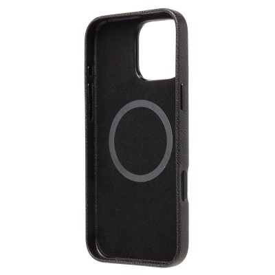 Чехол-накладка для Apple iPhone 16 Pro Max Натуральная кожа (черный) Cellis SM031 SafeMag