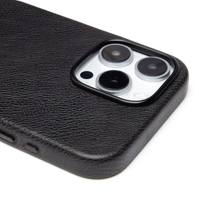 Чехол-накладка для Apple iPhone 16 Pro Max Натуральная кожа (черный) Cellis SM031 SafeMag