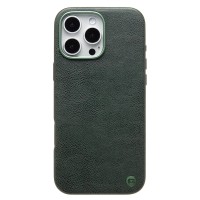 Чехол-накладка для Apple iPhone 16 Pro Max Натуральная кожа (темно-зеленый) Cellis SM031 SafeMag
