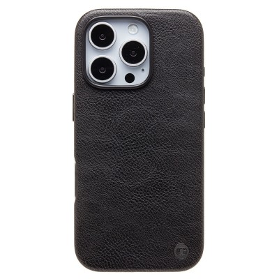 Чехол-накладка для Apple iPhone 16 Pro Натуральная кожа (черный) Cellis SM031 SafeMag