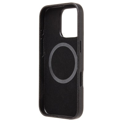 Чехол-накладка для Apple iPhone 16 Pro Натуральная кожа (черный) Cellis SM031 SafeMag
