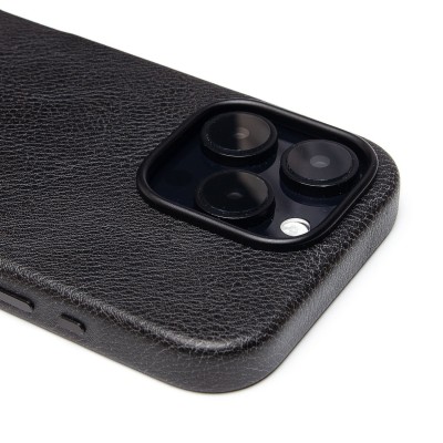 Чехол-накладка для Apple iPhone 16 Pro Натуральная кожа (черный) Cellis SM031 SafeMag