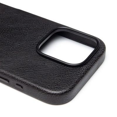 Чехол-накладка для Apple iPhone 16 Pro Натуральная кожа (черный) Cellis SM031 SafeMag