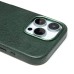 Чехол-накладка для Apple iPhone 16 Pro Натуральная кожа (темно-зеленый) Cellis SM031 SafeMag