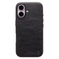 Чехол-накладка для Apple iPhone 16 Натуральная кожа (черный) Cellis SM031 SafeMag