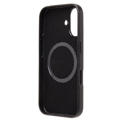 Чехол-накладка для Apple iPhone 16 Натуральная кожа (черный) Cellis SM031 SafeMag
