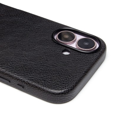 Чехол-накладка для Apple iPhone 16 Натуральная кожа (черный) Cellis SM031 SafeMag