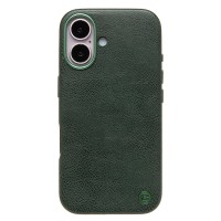 Чехол-накладка для Apple iPhone 16 Натуральная кожа (темно-зеленый) Cellis SM031 SafeMag