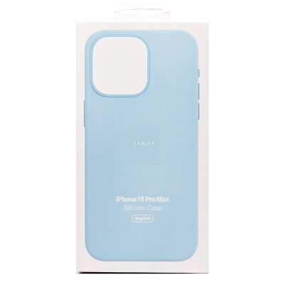 Чехол-накладка для Apple iPhone 15 Pro Max (голубой) ORG Silicone Case SafeMag с анимацией