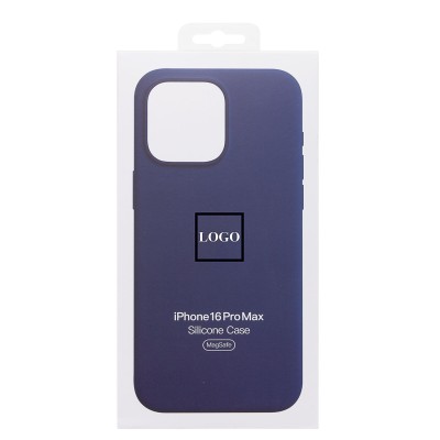 Чехол-накладка для Apple iPhone 16 Pro Max (темно-синий) ORG Silicone Case SafeMag с анимацией