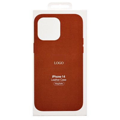 Чехол-накладка для Apple iPhone 14 (серо-коричневый) ORG SM002 экокожа SafeMag
