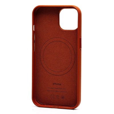 Чехол-накладка для Apple iPhone 14 (серо-коричневый) ORG SM002 экокожа SafeMag