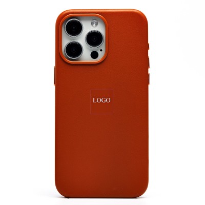 Чехол-накладка для Apple iPhone 15 Pro Max (серо-коричневый) ORG SM002 экокожа SafeMag