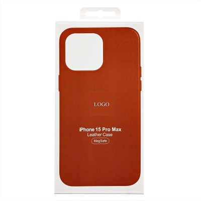 Чехол-накладка для Apple iPhone 15 Pro Max (серо-коричневый) ORG SM002 экокожа SafeMag