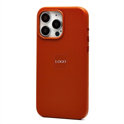 Чехол-накладка для Apple iPhone 15 Pro Max (серо-коричневый) ORG SM002 экокожа SafeMag