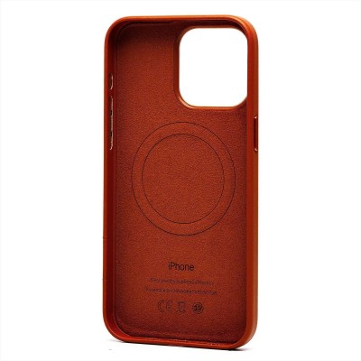 Чехол-накладка для Apple iPhone 15 Pro Max (серо-коричневый) ORG SM002 экокожа SafeMag