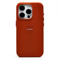 Чехол-накладка для Apple iPhone 15 Pro (серо-коричневый) ORG SM002 экокожа SafeMag