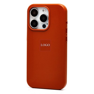 Чехол-накладка для Apple iPhone 15 Pro (серо-коричневый) ORG SM002 экокожа SafeMag