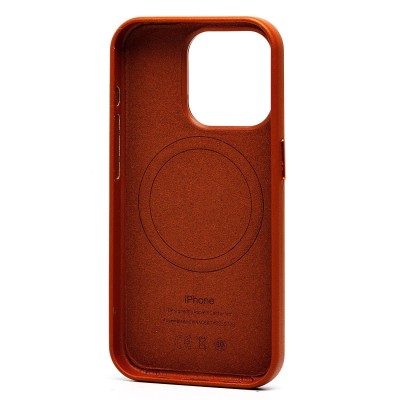 Чехол-накладка для Apple iPhone 15 Pro (серо-коричневый) ORG SM002 экокожа SafeMag
