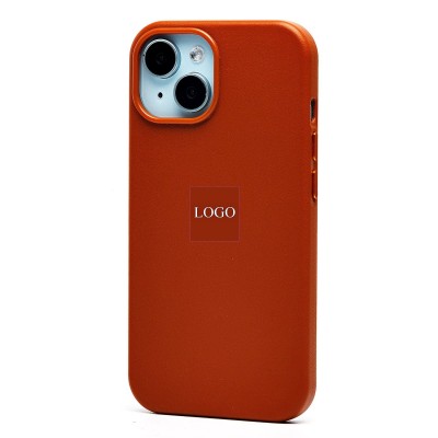 Чехол-накладка для Apple iPhone 15 (серо-коричневый) ORG SM002 экокожа SafeMag