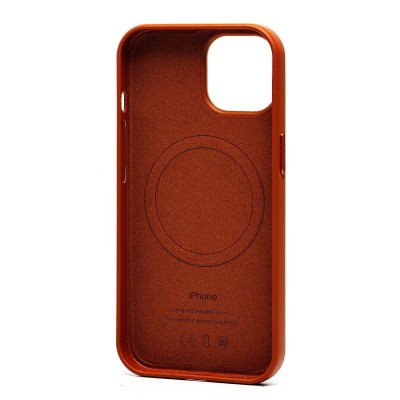 Чехол-накладка для Apple iPhone 15 (серо-коричневый) ORG SM002 экокожа SafeMag