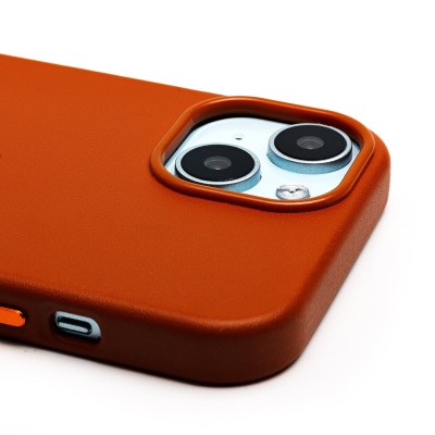 Чехол-накладка для Apple iPhone 15 (серо-коричневый) ORG SM002 экокожа SafeMag