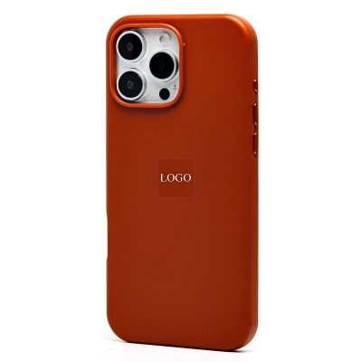 Чехол-накладка для Apple iPhone 16 Pro Max (серо-коричневый) ORG SM002 экокожа SafeMag