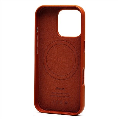 Чехол-накладка для Apple iPhone 16 Pro (серо-коричневый) ORG SM002 экокожа SafeMag