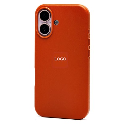 Чехол-накладка для Apple iPhone 16 (серо-коричневый) ORG SM002 экокожа SafeMag