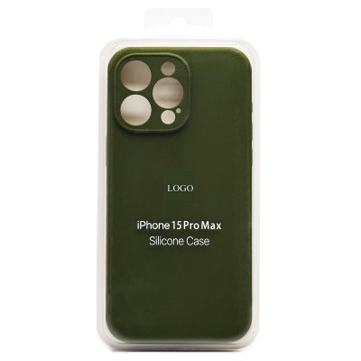 Чехол-накладка для Apple iPhone 15 Pro Max (темно-зеленый) ORG Soft Touch с закрытой камерой