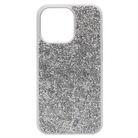 Чехол-накладка для Apple iPhone 13 Pro россыпь кристаллов (серебристый) PC071 POSH SHINE