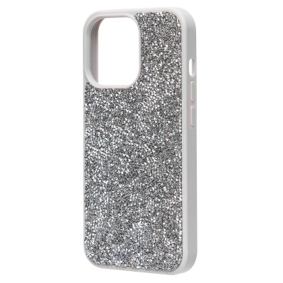 Чехол-накладка для Apple iPhone 13 Pro россыпь кристаллов (серебристый) PC071 POSH SHINE