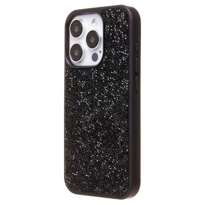 Чехол-накладка для Apple iPhone 15 Pro россыпь кристаллов (черный) PC071 POSH SHINE