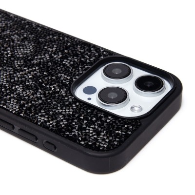 Чехол-накладка для Apple iPhone 15 Pro россыпь кристаллов (черный) PC071 POSH SHINE