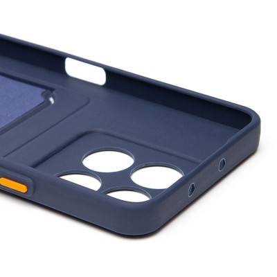 Чехол-накладка с картхолдером для Honor X6c (темно- голубой) SC337