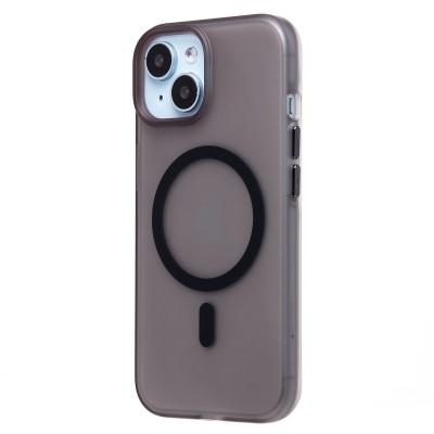 Чехол-накладка для Apple iPhone 15 (черный/матово-прозрачный) SM038 SafeMag